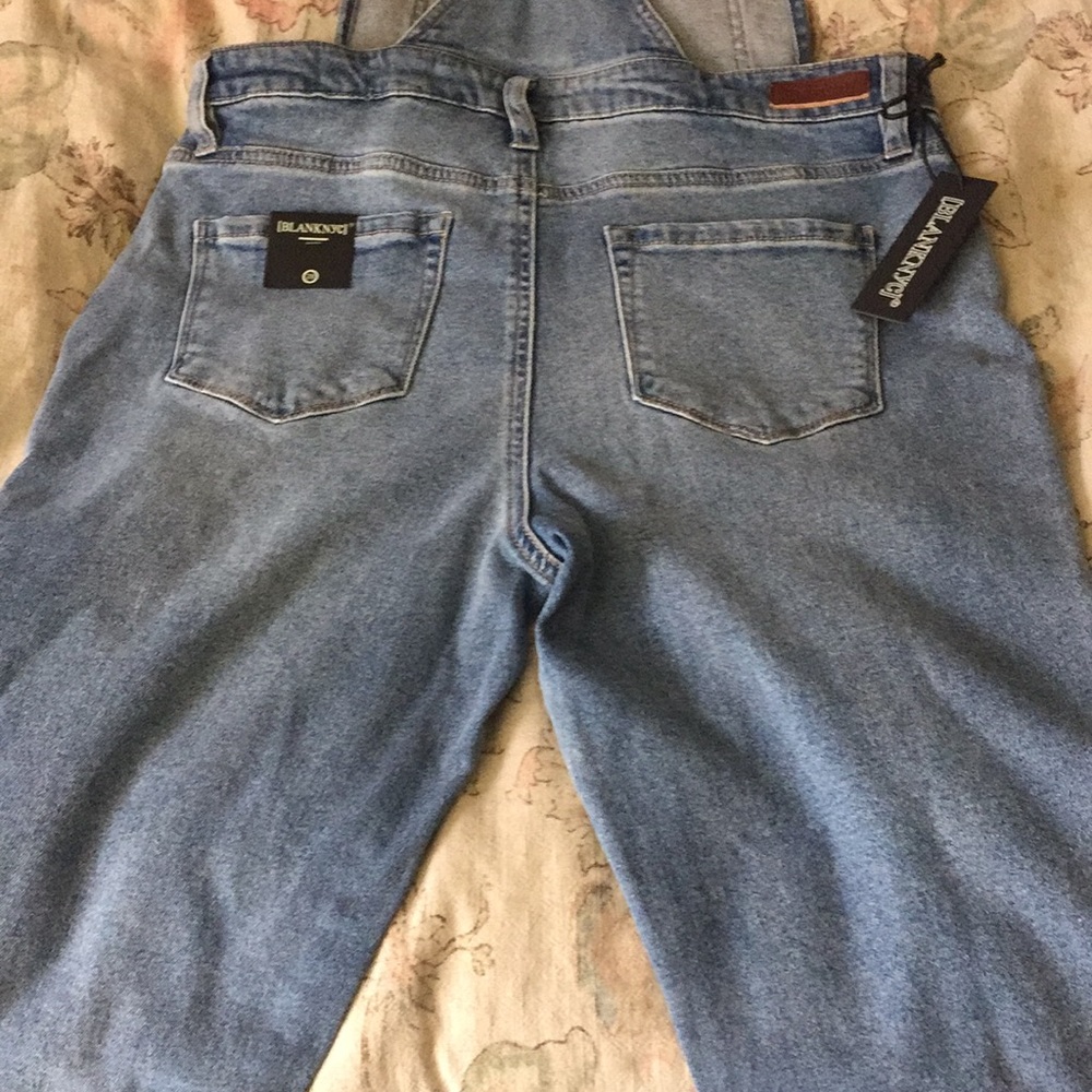BLANK NYC Size 28 Denim Overalls 2% stretch MidBlue Brass Slide Fitting $229 NEW - Picture 4 of 12